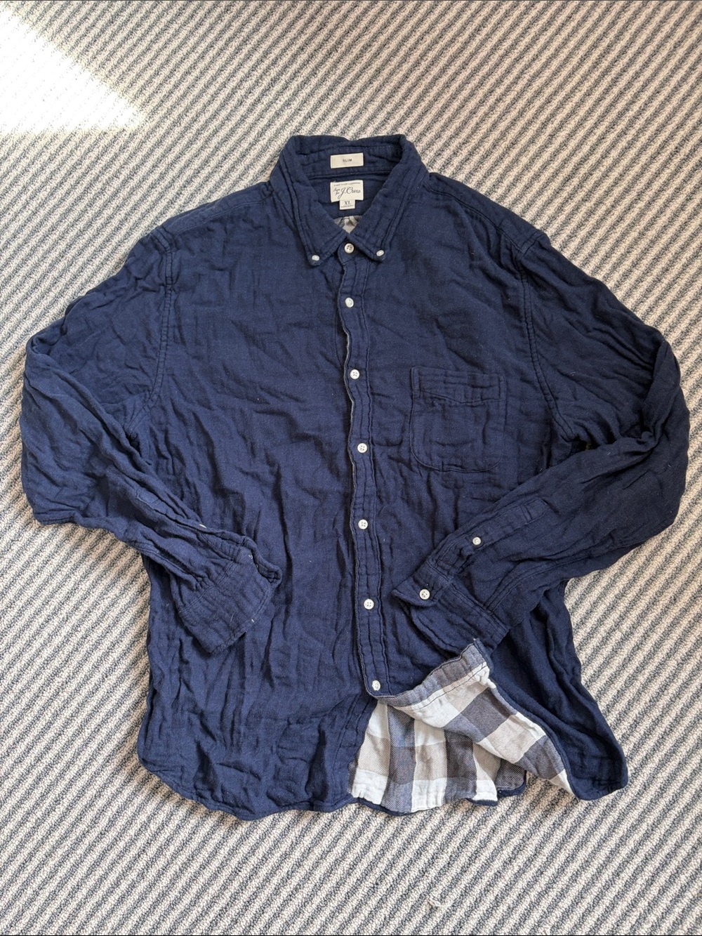 J. Crew Navy Button-Down Casual Long-Sleeve Shirt